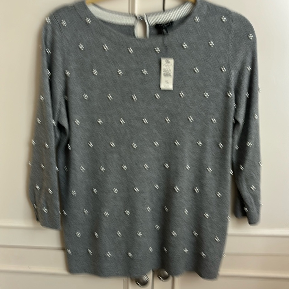Grey sweater with pearl detail in front